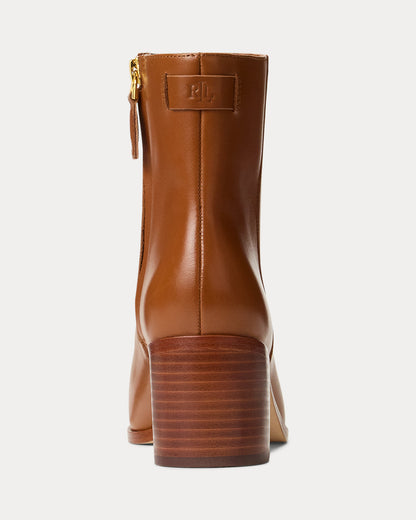 Ralph Lauren Cassie Calfskin Bootie Lauren Tan