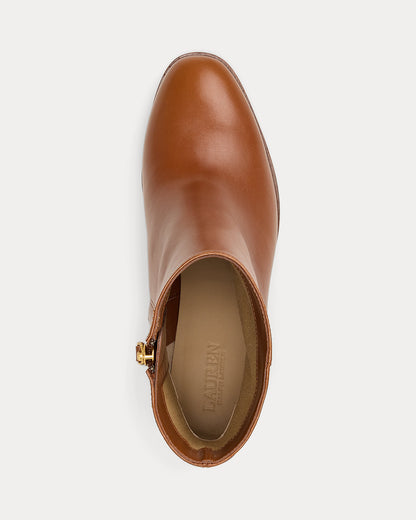 Ralph Lauren Cassie Calfskin Bootie Lauren Tan