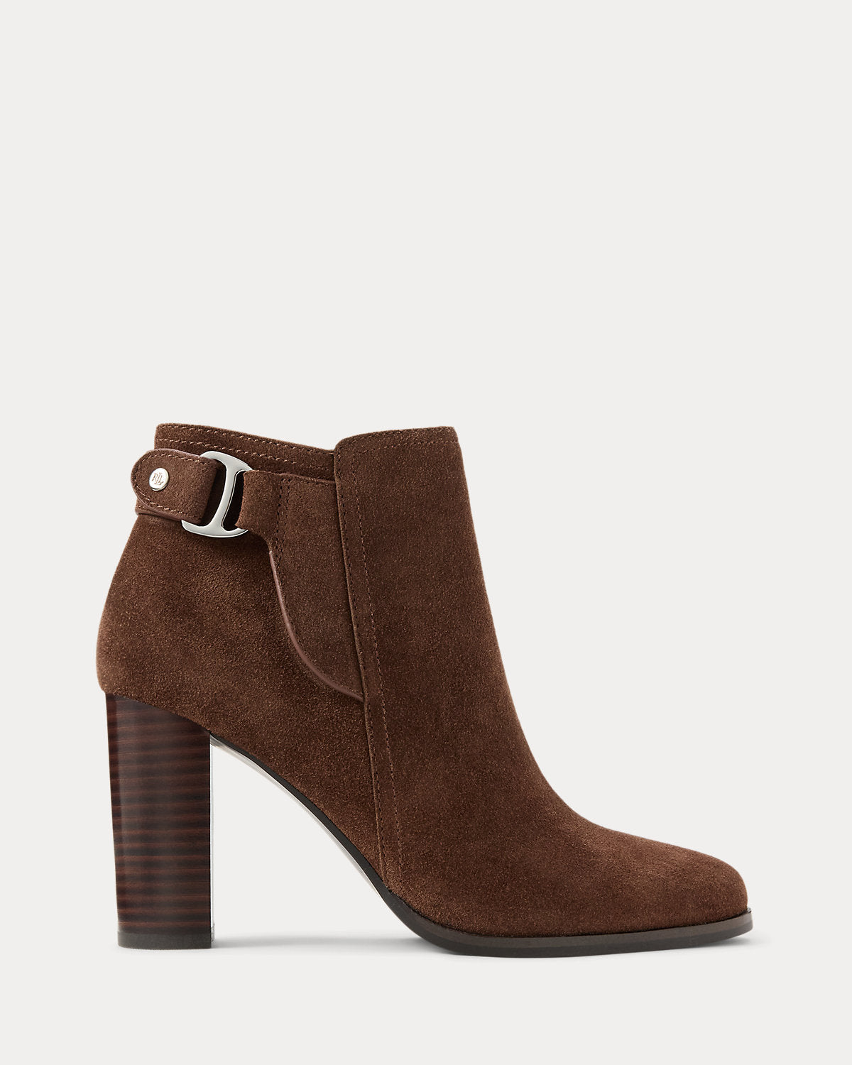 Ralph Lauren Tasha Suede Bootie Heel Dark Hickory
