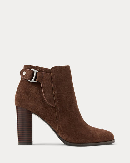 Ralph Lauren Tasha Suede Bootie Heel Dark Hickory