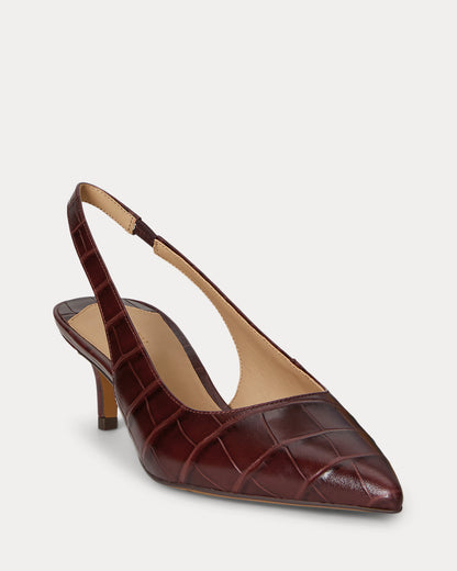 Ralph Lauren Lolah Ii Crocembossed Slingback Pump Dark Garnet