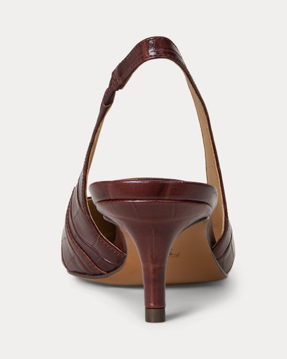 Ralph Lauren Lolah Ii Crocembossed Slingback Pump Dark Garnet