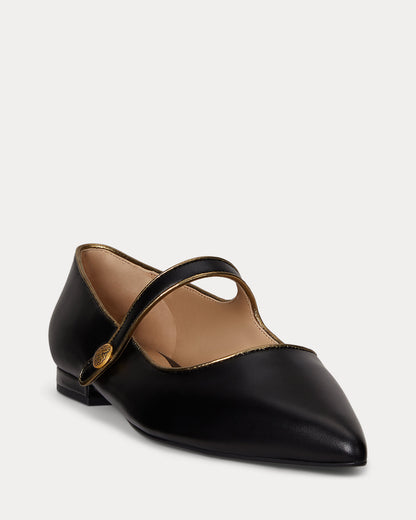 Ralph Lauren Londyn Metallictrim Leather Mary Jane Black