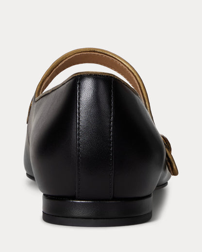 Ralph Lauren Londyn Metallictrim Leather Mary Jane Black