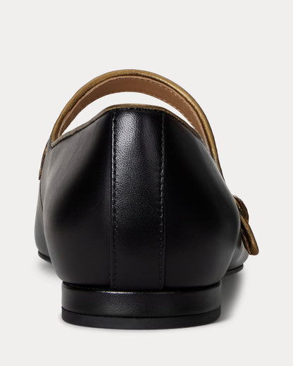 Ralph Lauren Londyn Metallictrim Leather Mary Jane Black