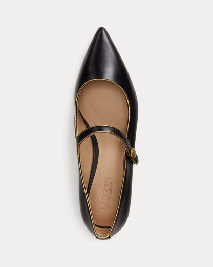 Ralph Lauren Londyn Metallictrim Leather Mary Jane Black