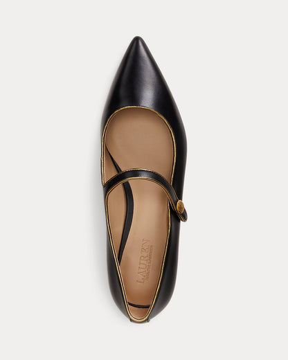 Ralph Lauren Londyn Metallictrim Leather Mary Jane Black