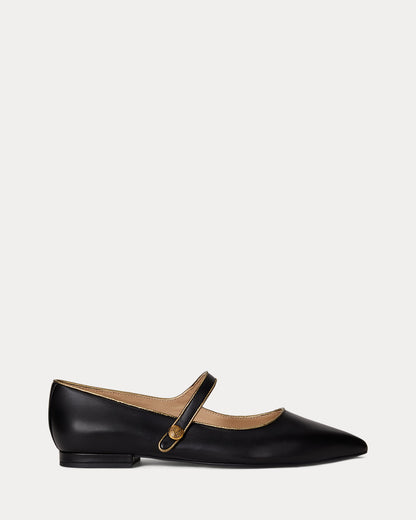 Ralph Lauren Londyn Metallictrim Leather Mary Jane Black