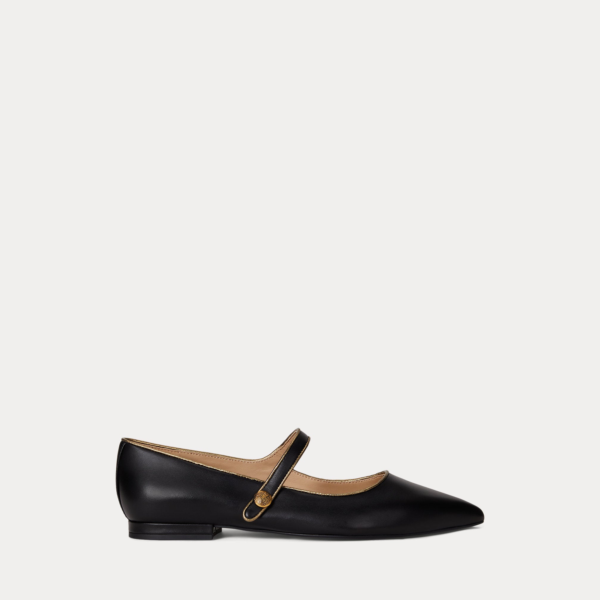 Ralph Lauren Londyn Metallictrim Leather Mary Jane Black