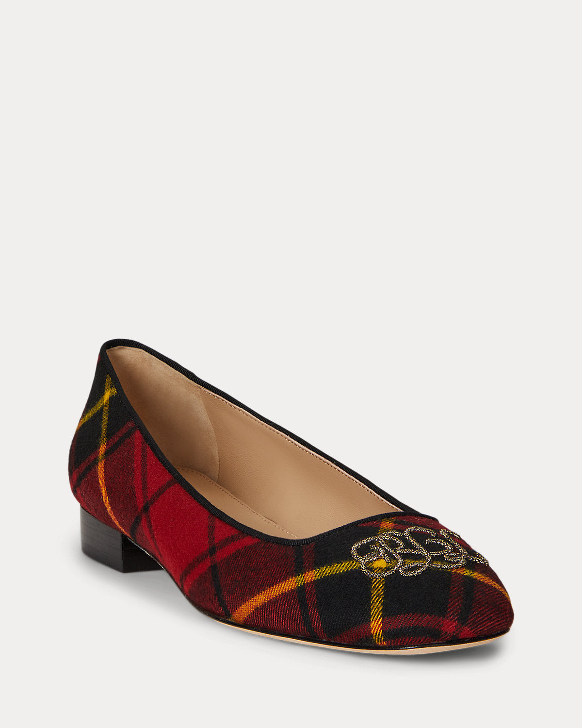 Ralph Lauren Emellie Logo Plaid Ballet Flat Black