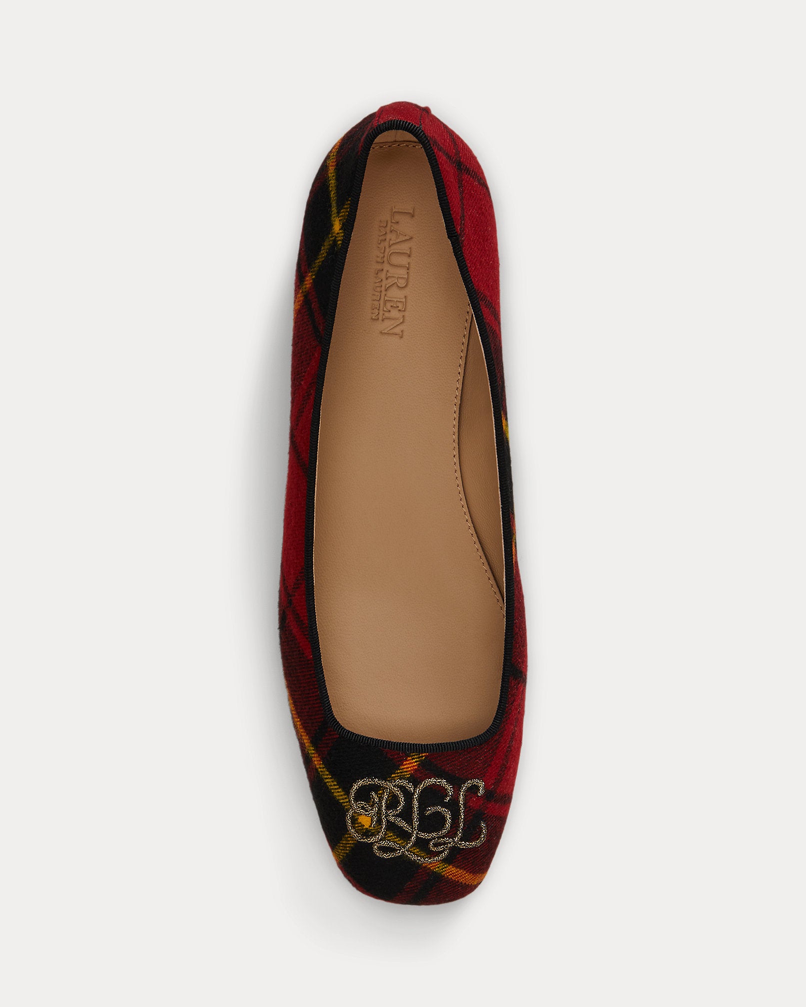 Ralph Lauren Emellie Logo Plaid Ballet Flat Black