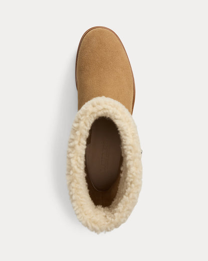 Ralph Lauren Allyson Shearling Suede Bootie Camel