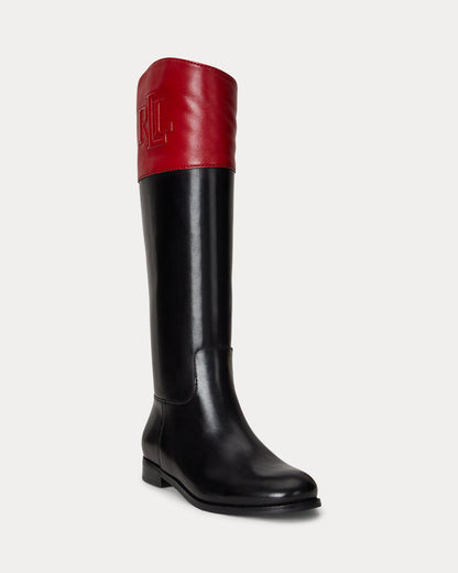Ralph Lauren Justine Ii Twotone Leather Riding Boot Black