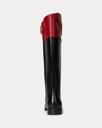 Ralph Lauren Justine Ii Twotone Leather Riding Boot Black