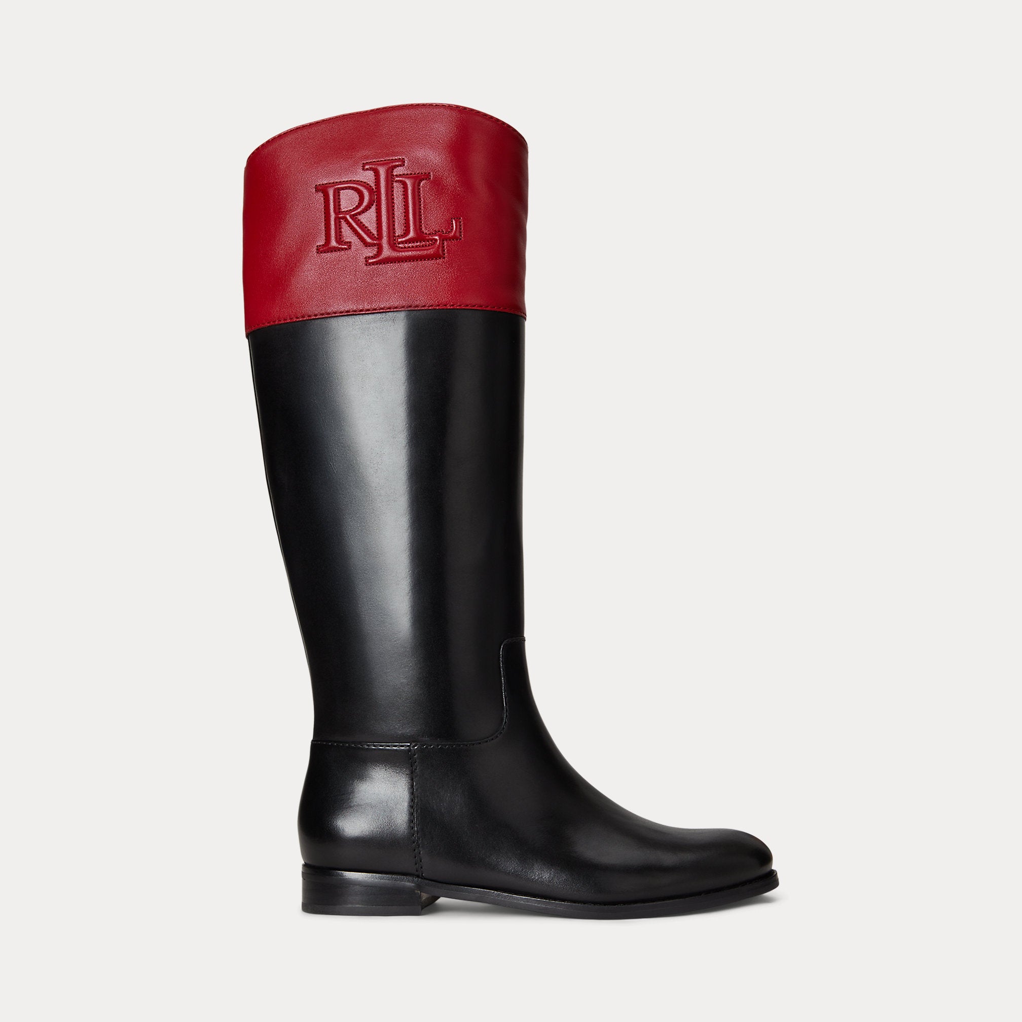 Ralph Lauren Justine Ii Twotone Leather Riding Boot Black
