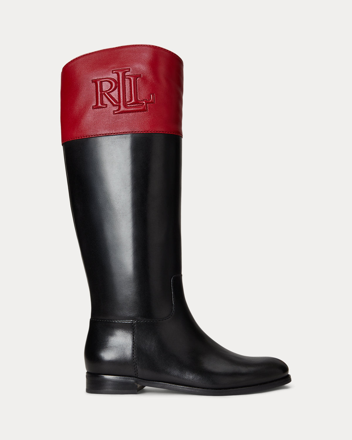 Ralph Lauren Justine Ii Twotone Leather Riding Boot Black