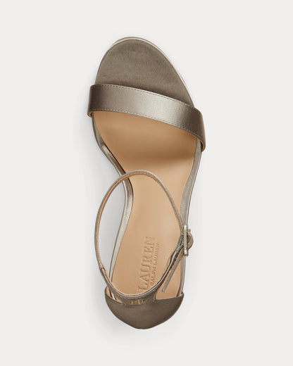 Ralph Lauren Allie Pavbuckle Satin Sandal Taupe Brown