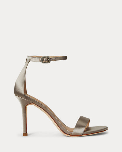Ralph Lauren Allie Pavbuckle Satin Sandal Taupe Brown