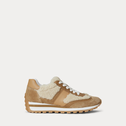 Ralph Lauren Dani Shearlingtrim Suede Sneaker Natural