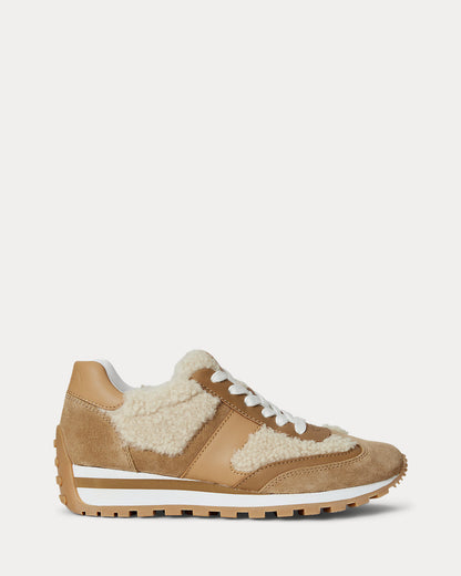 Ralph Lauren Dani Shearlingtrim Suede Sneaker Natural