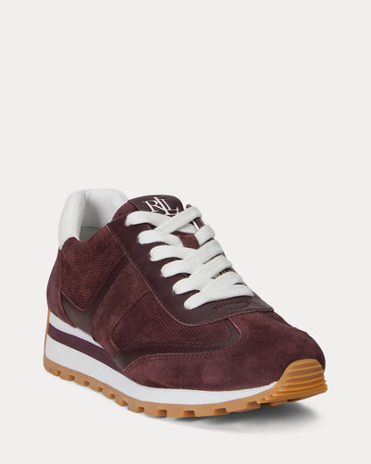 Ralph Lauren Dani Perforated Suede Sneaker Dark Garnet