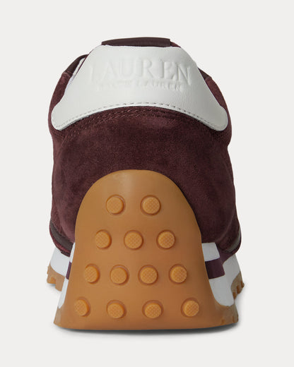 Ralph Lauren Dani Perforated Suede Sneaker Dark Garnet