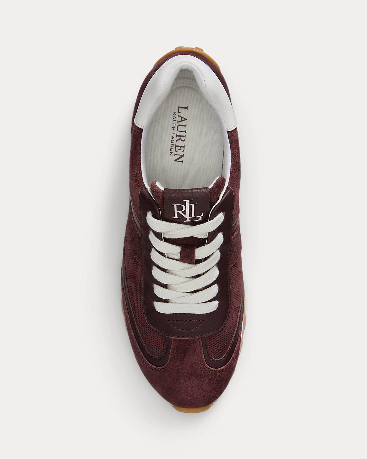 Ralph Lauren Dani Perforated Suede Sneaker Dark Garnet
