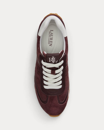 Ralph Lauren Dani Perforated Suede Sneaker Dark Garnet