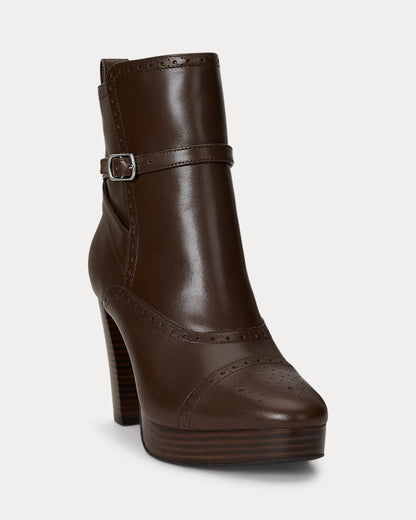 Ralph Lauren Mckinsey Calfskin Bootie Dark Hickory