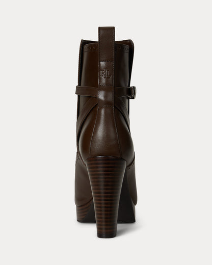 Ralph Lauren Mckinsey Calfskin Bootie Dark Hickory