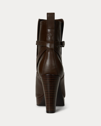 Ralph Lauren Mckinsey Calfskin Bootie Dark Hickory