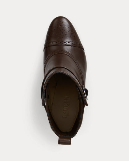 Ralph Lauren Mckinsey Calfskin Bootie Dark Hickory