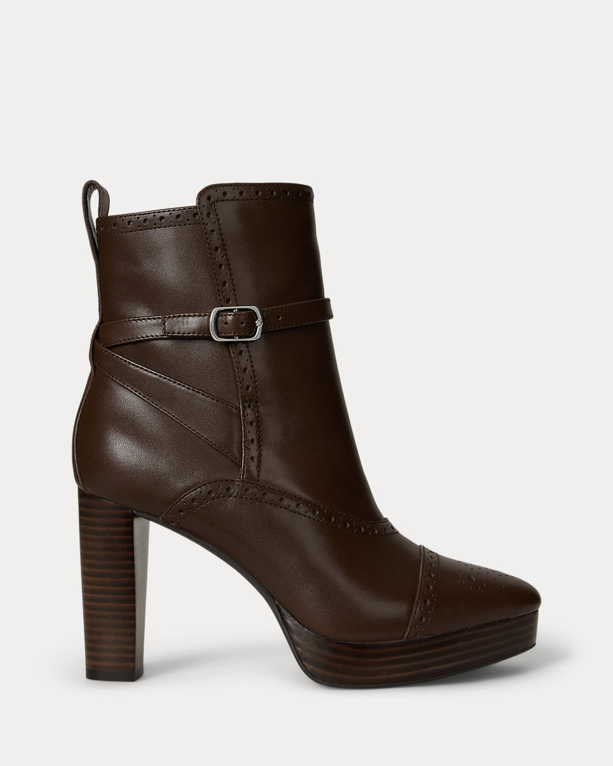 Ralph Lauren Mckinsey Calfskin Bootie Dark Hickory