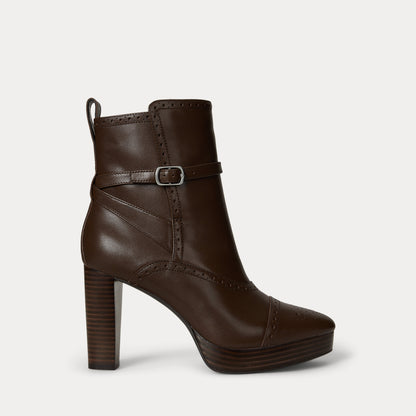 Ralph Lauren Mckinsey Calfskin Bootie Dark Hickory