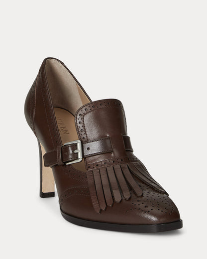 Ralph Lauren Colleen Perforated Calfskin Kiltie Pump Dark Hickory