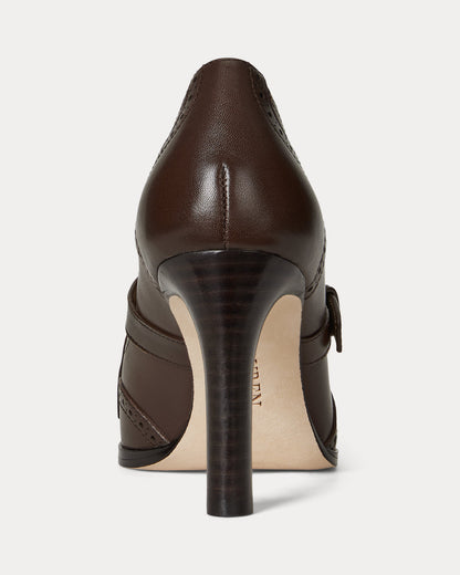 Ralph Lauren Colleen Perforated Calfskin Kiltie Pump Dark Hickory