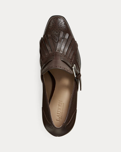 Ralph Lauren Colleen Perforated Calfskin Kiltie Pump Dark Hickory