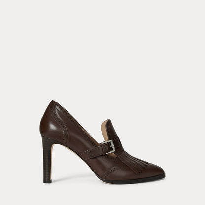 Ralph Lauren Colleen Perforated Calfskin Kiltie Pump Dark Hickory