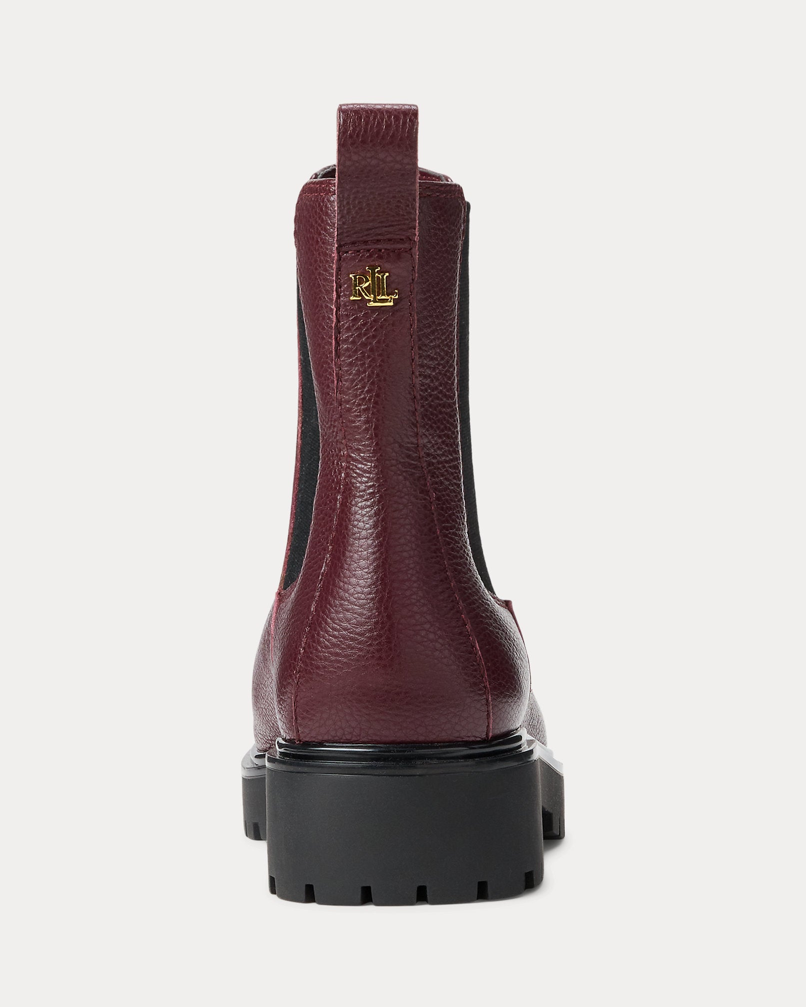 Ralph Lauren Allyson Pebbled Leather Bootie Dark Garnet