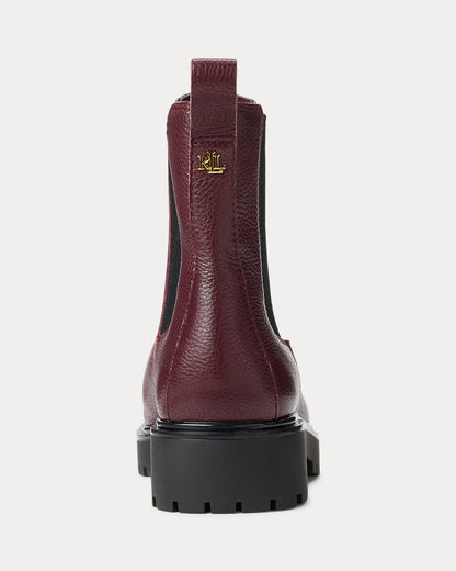 Ralph Lauren Allyson Pebbled Leather Bootie Dark Garnet