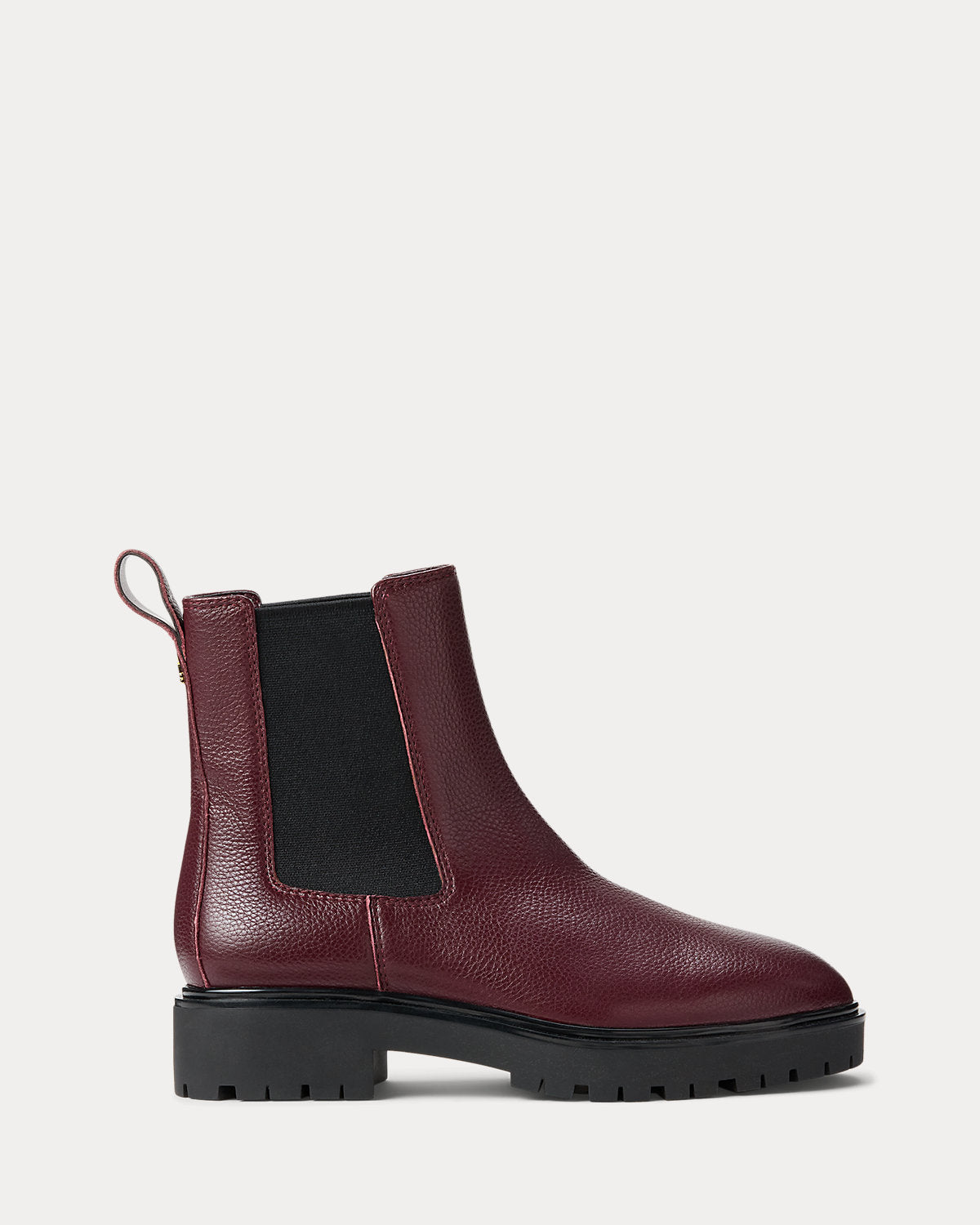 Ralph Lauren Allyson Pebbled Leather Bootie Dark Garnet