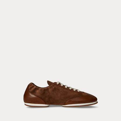 Ralph Lauren The Leathersuede Pony Ballerina Sneaker Coffee