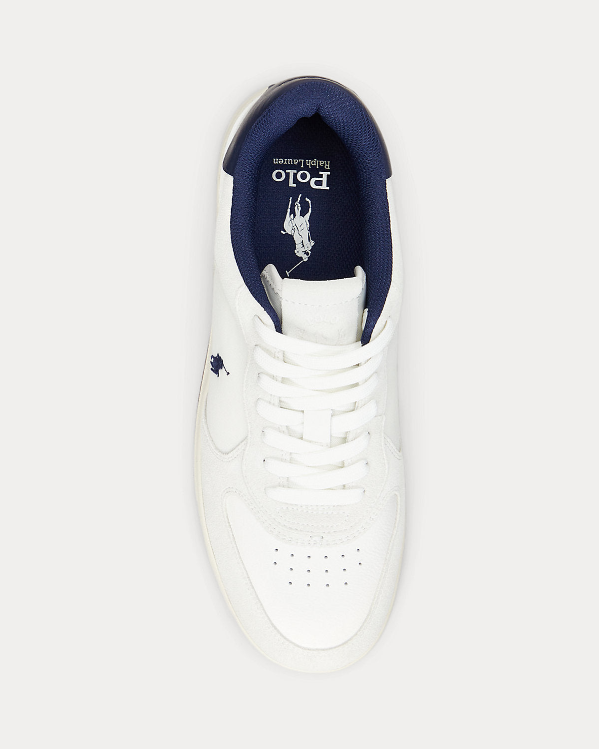 Ralph Lauren Masters Court Suedepaneled Sneaker Deckwash White