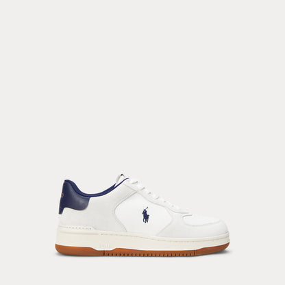 Ralph Lauren Masters Court Suedepaneled Sneaker Deckwash White