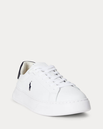 Ralph Lauren Rlite Court Tumbled Leather Sneaker White