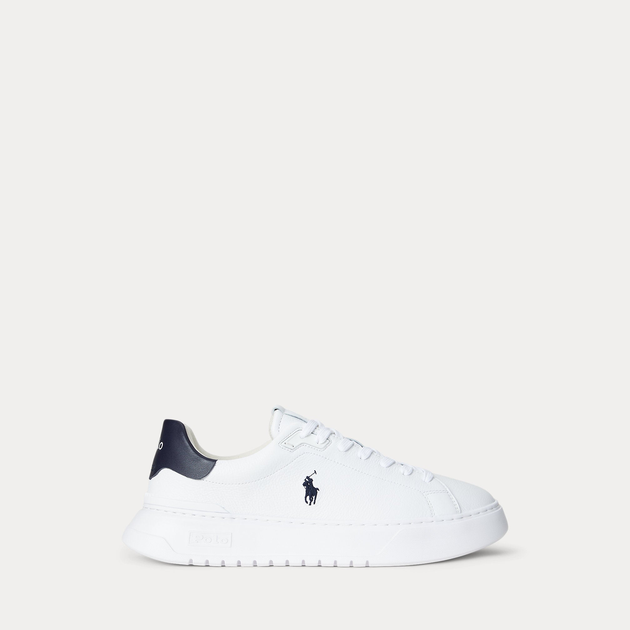 Ralph Lauren Rlite Court Tumbled Leather Sneaker White