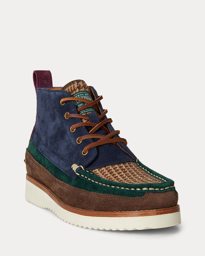 Ralph Lauren Ranger Suede Wool Tweed Workboot Tweed Colorblock