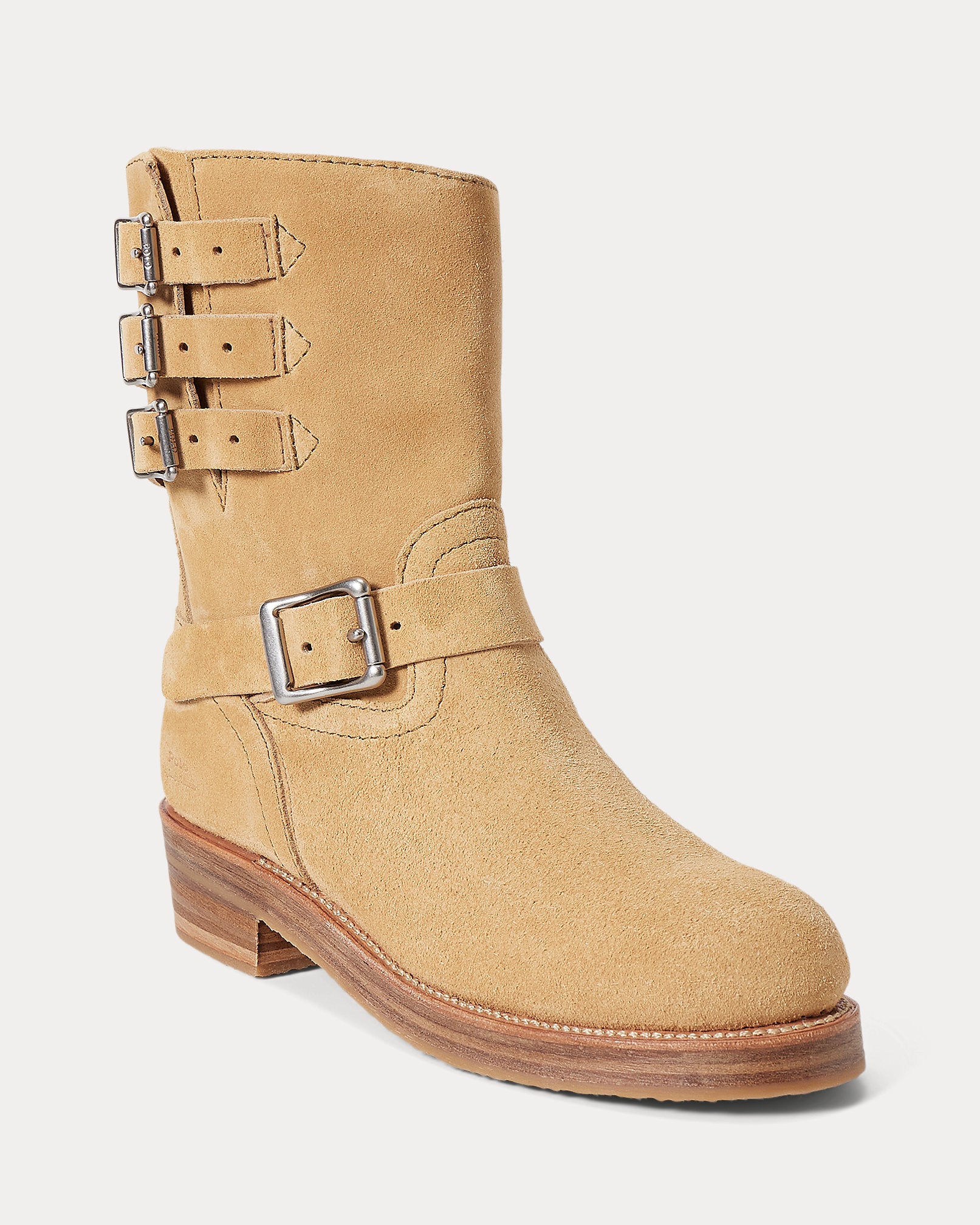 Ralph Lauren Suede Moto Boot Caramel