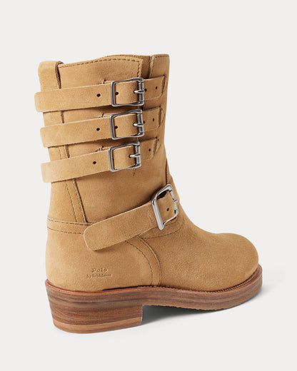 Ralph Lauren Suede Moto Boot Caramel