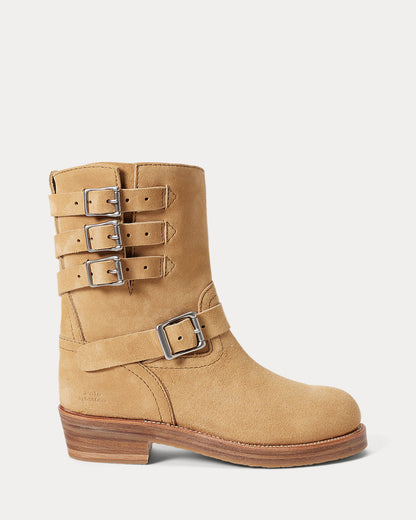 Ralph Lauren Suede Moto Boot Caramel